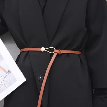 Женские тонкие ремни, завязанные декоративные ремни, модный пояс черного кофейного цвета для платья, свитера, пальто, поясной ремень из искусственной кожи